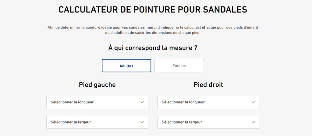 calculateur pointure birckenstock claquettes